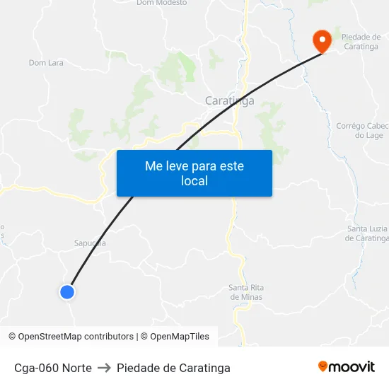 Cga-060 Norte to Piedade de Caratinga map