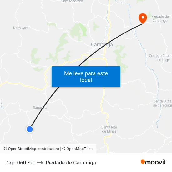 Cga-060 Sul to Piedade de Caratinga map