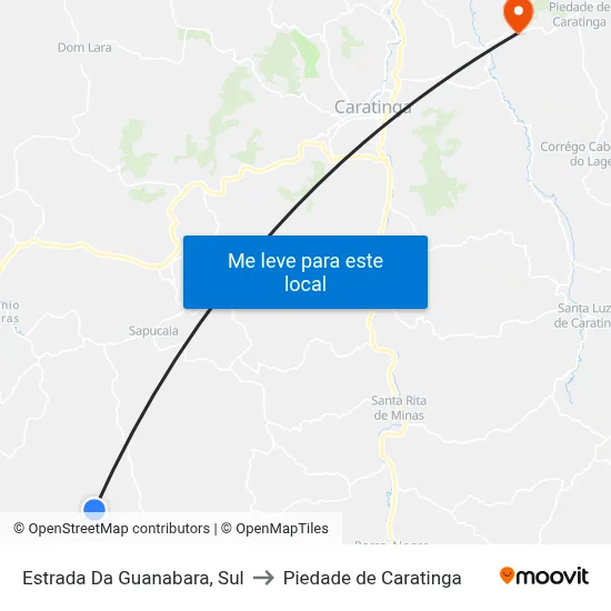 Estrada Da Guanabara, Sul to Piedade de Caratinga map