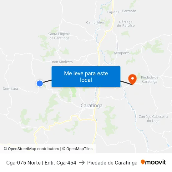 Cga-075 Norte | Entr. Cga-454 to Piedade de Caratinga map