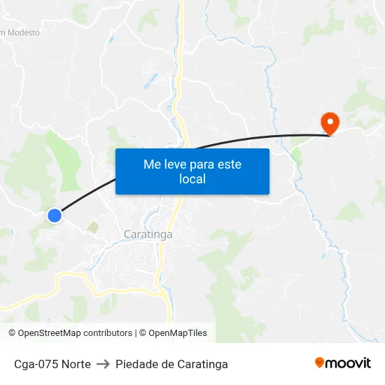 Cga-075 Norte to Piedade de Caratinga map