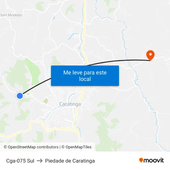 Cga-075 Sul to Piedade de Caratinga map