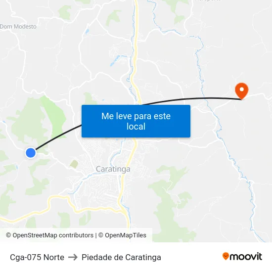 Cga-075 Norte to Piedade de Caratinga map