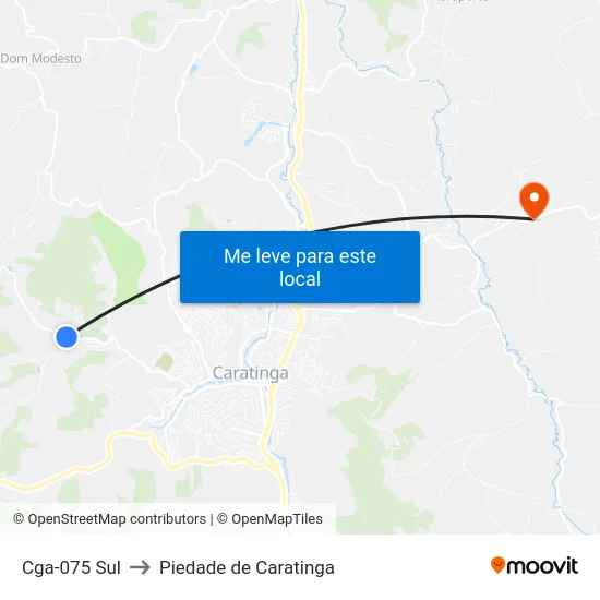 Cga-075 Sul to Piedade de Caratinga map