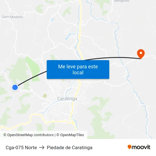 Cga-075 Norte to Piedade de Caratinga map