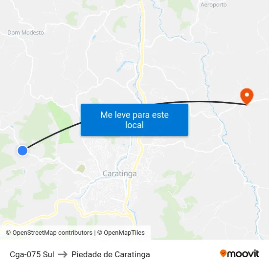 Cga-075 Sul to Piedade de Caratinga map