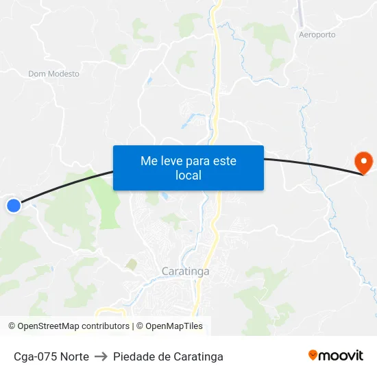 Cga-075 Norte to Piedade de Caratinga map