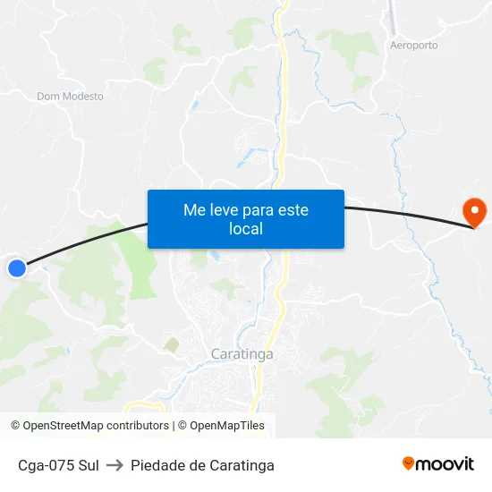 Cga-075 Sul to Piedade de Caratinga map