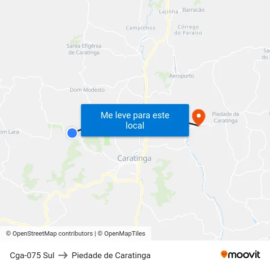 Cga-075 Sul to Piedade de Caratinga map
