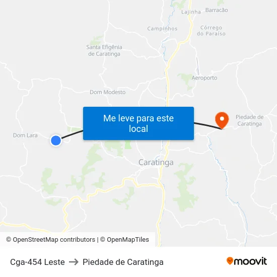 Cga-454 Leste to Piedade de Caratinga map