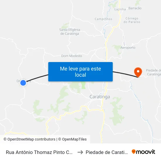 Rua Antônio Thomaz Pinto Corrêa to Piedade de Caratinga map