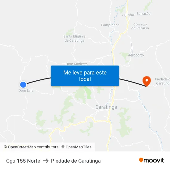 Cga-155 Norte to Piedade de Caratinga map