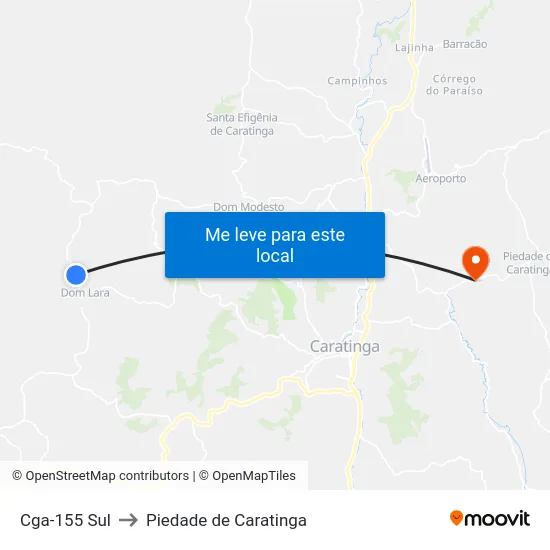 Cga-155 Sul to Piedade de Caratinga map