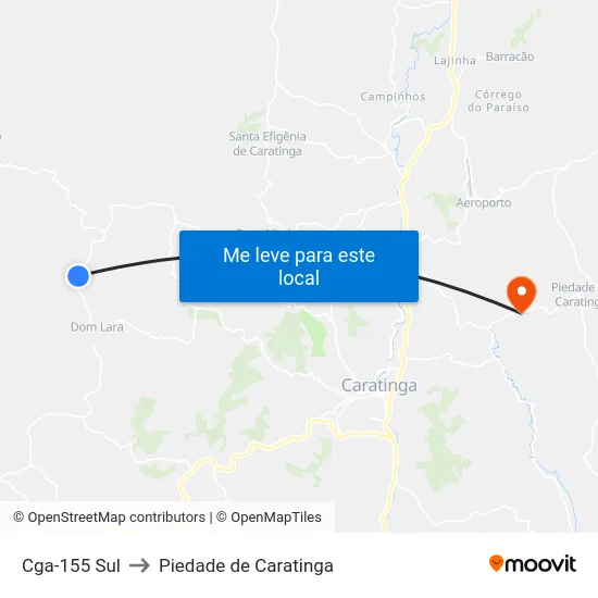 Cga-155 Sul to Piedade de Caratinga map