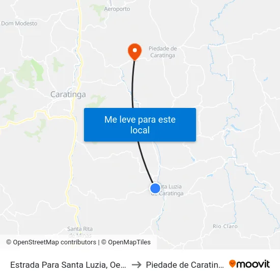 Estrada Para Santa Luzia, Oeste to Piedade de Caratinga map