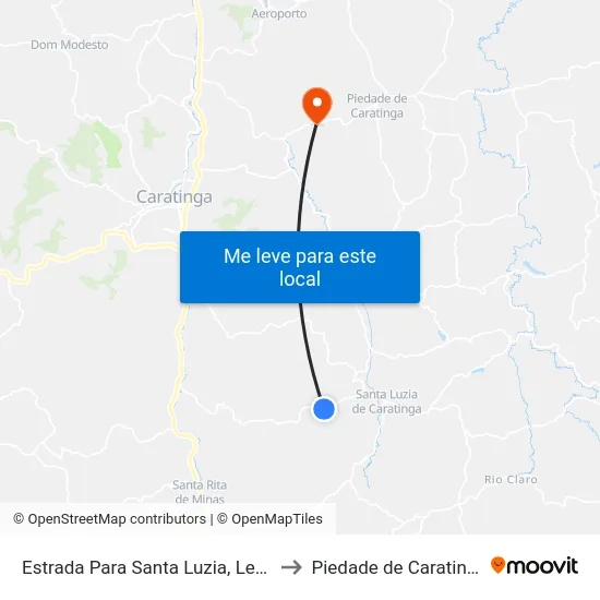 Estrada Para Santa Luzia, Leste to Piedade de Caratinga map