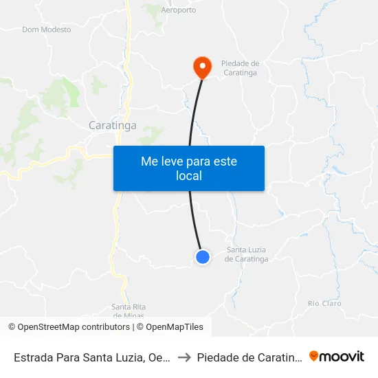 Estrada Para Santa Luzia, Oeste to Piedade de Caratinga map