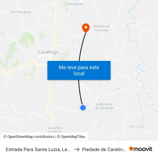 Estrada Para Santa Luzia, Leste to Piedade de Caratinga map
