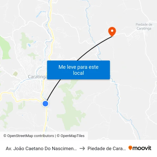 Av. João Caetano Do Nascimento, 1400 to Piedade de Caratinga map