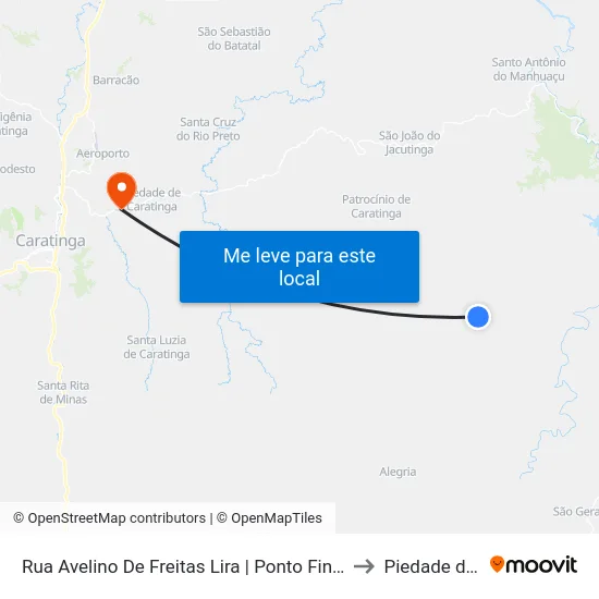 Rua Avelino De Freitas Lira | Ponto Final Da Linha Distrital 06 No Suisso to Piedade de Caratinga map