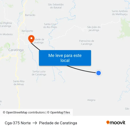 Cga-375 Norte to Piedade de Caratinga map
