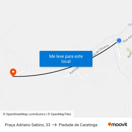 Praça Adriano Sabino, 33 to Piedade de Caratinga map