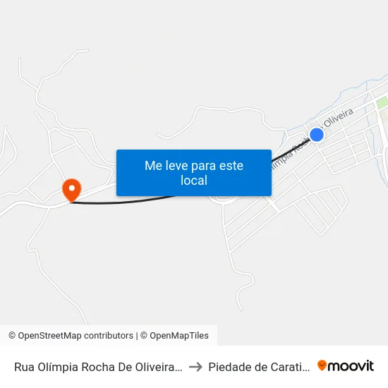 Rua Olímpia Rocha De Oliveira, 385 to Piedade de Caratinga map