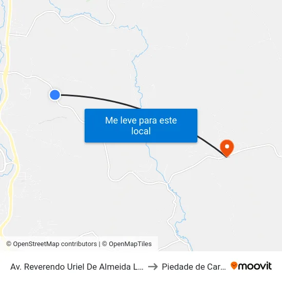 Av. Reverendo Uriel De Almeida Leitão, 1001 to Piedade de Caratinga map