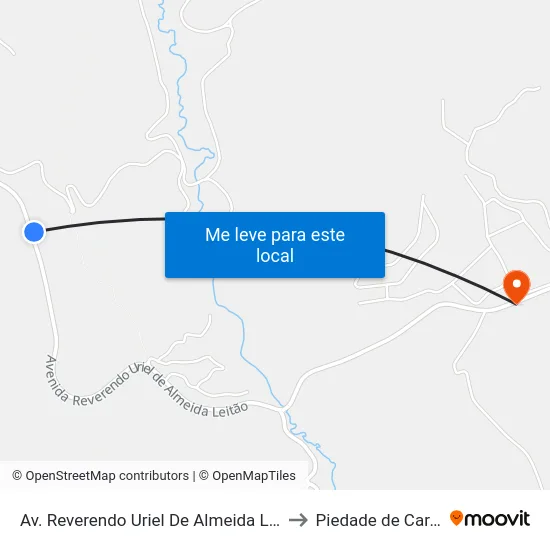Av. Reverendo Uriel De Almeida Leitão, 2201 to Piedade de Caratinga map
