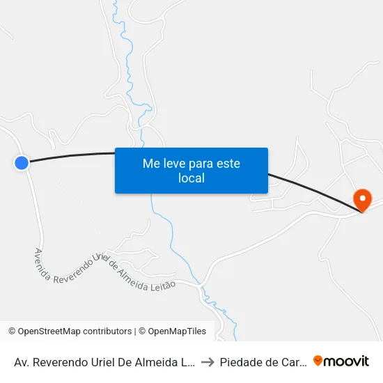 Av. Reverendo Uriel De Almeida Leitão, 2200 to Piedade de Caratinga map