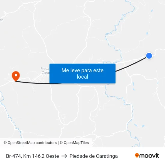 Br-474, Km 146,2 Oeste to Piedade de Caratinga map