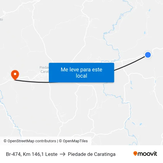 Br-474, Km 146,1 Leste to Piedade de Caratinga map