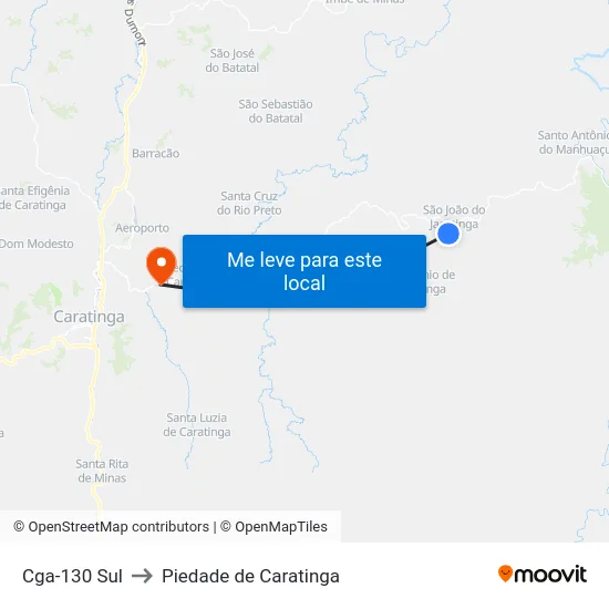 Cga-130 Sul to Piedade de Caratinga map