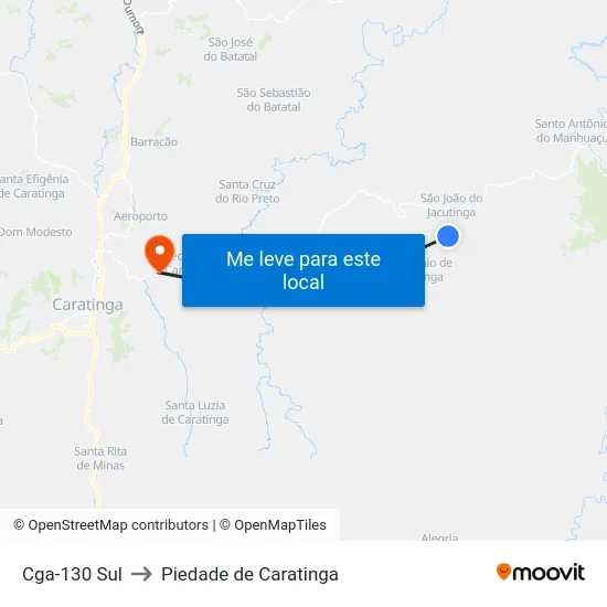 Cga-130 Sul to Piedade de Caratinga map