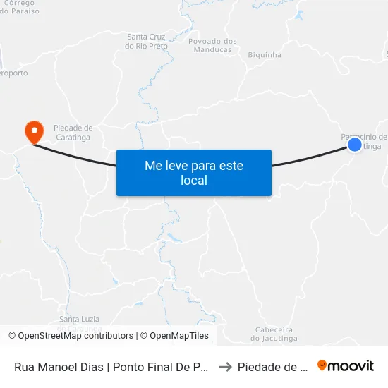 Rua Manoel Dias | Ponto Final De Patrocínio De Caratinga to Piedade de Caratinga map