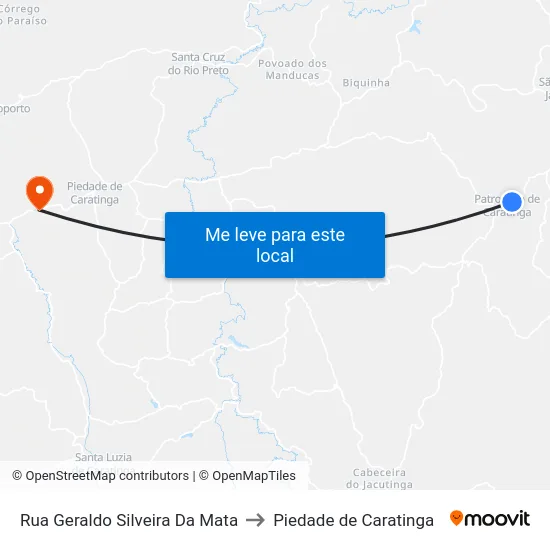 Rua Geraldo Silveira Da Mata to Piedade de Caratinga map