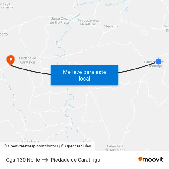 Cga-130 Norte to Piedade de Caratinga map
