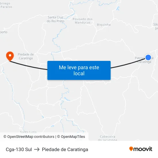 Cga-130 Sul to Piedade de Caratinga map