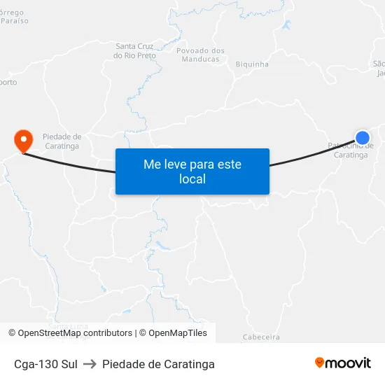 Cga-130 Sul to Piedade de Caratinga map