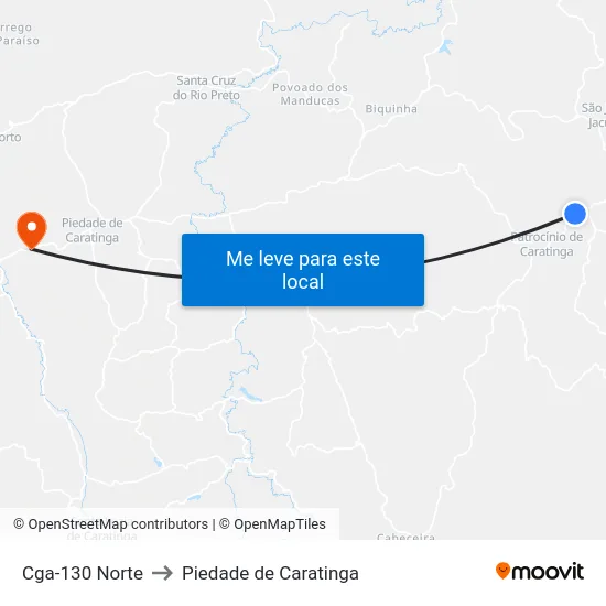 Cga-130 Norte to Piedade de Caratinga map