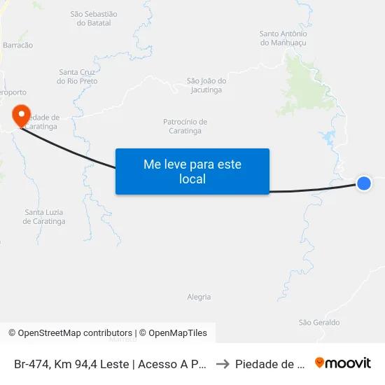 Br-474, Km 94,4 Leste | Acesso A Patrimônio Da Formiga to Piedade de Caratinga map