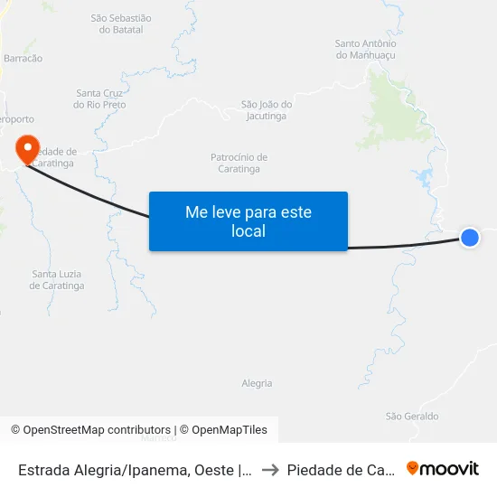 Estrada Alegria/Ipanema, Oeste | Entr. Br-474 to Piedade de Caratinga map