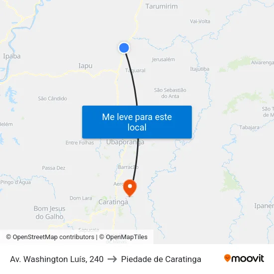 Av. Washington Luís, 240 to Piedade de Caratinga map