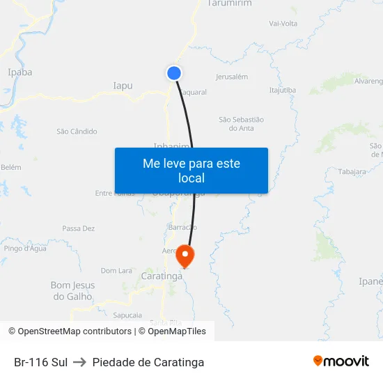 Br-116 Sul to Piedade de Caratinga map