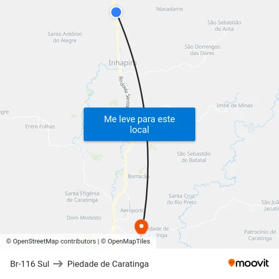 Br-116 Sul to Piedade de Caratinga map