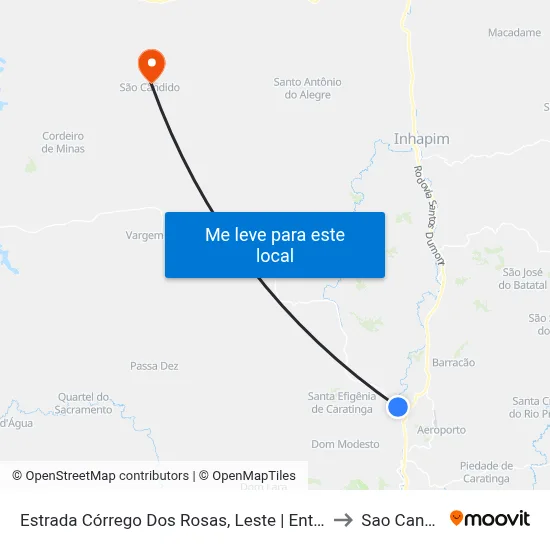 Estrada Córrego Dos Rosas, Leste | Entr. Mg-425 to Sao Candido map