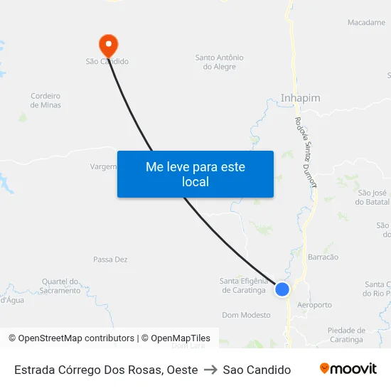 Estrada Córrego Dos Rosas, Oeste to Sao Candido map