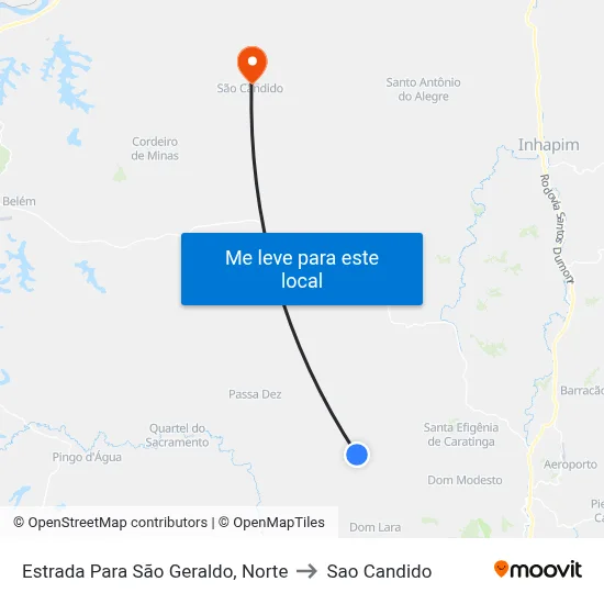 Estrada Para São Geraldo, Norte to Sao Candido map