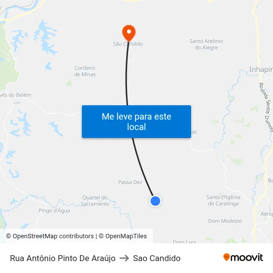 Rua Antônio Pinto De Araújo to Sao Candido map