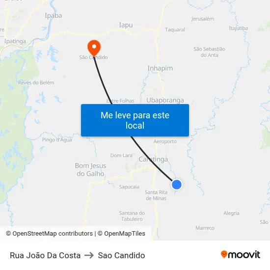 Rua João Da Costa to Sao Candido map